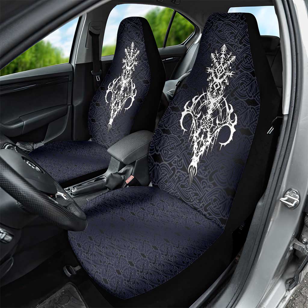 Runic Skull Car Seat Cover with Nordic Symbols and Knot Pattern Viking Heritage Tribute - Wonder Print Shop