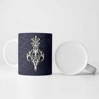 Runic Skull Ceramic Mug with Nordic Symbols and Knot Pattern Viking Heritage Tribute - Wonder Print Shop