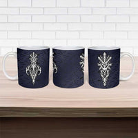 Runic Skull Ceramic Mug with Nordic Symbols and Knot Pattern Viking Heritage Tribute - Wonder Print Shop