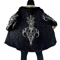 Runic Skull Cloak with Nordic Symbols and Knot Pattern Viking Heritage Tribute - Wonder Print Shop