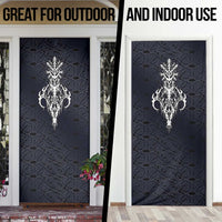 Runic Skull Door Cover with Nordic Symbols and Knot Pattern Viking Heritage Tribute - Wonder Print Shop