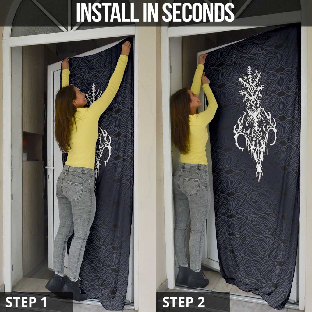 Runic Skull Door Cover with Nordic Symbols and Knot Pattern Viking Heritage Tribute - Wonder Print Shop