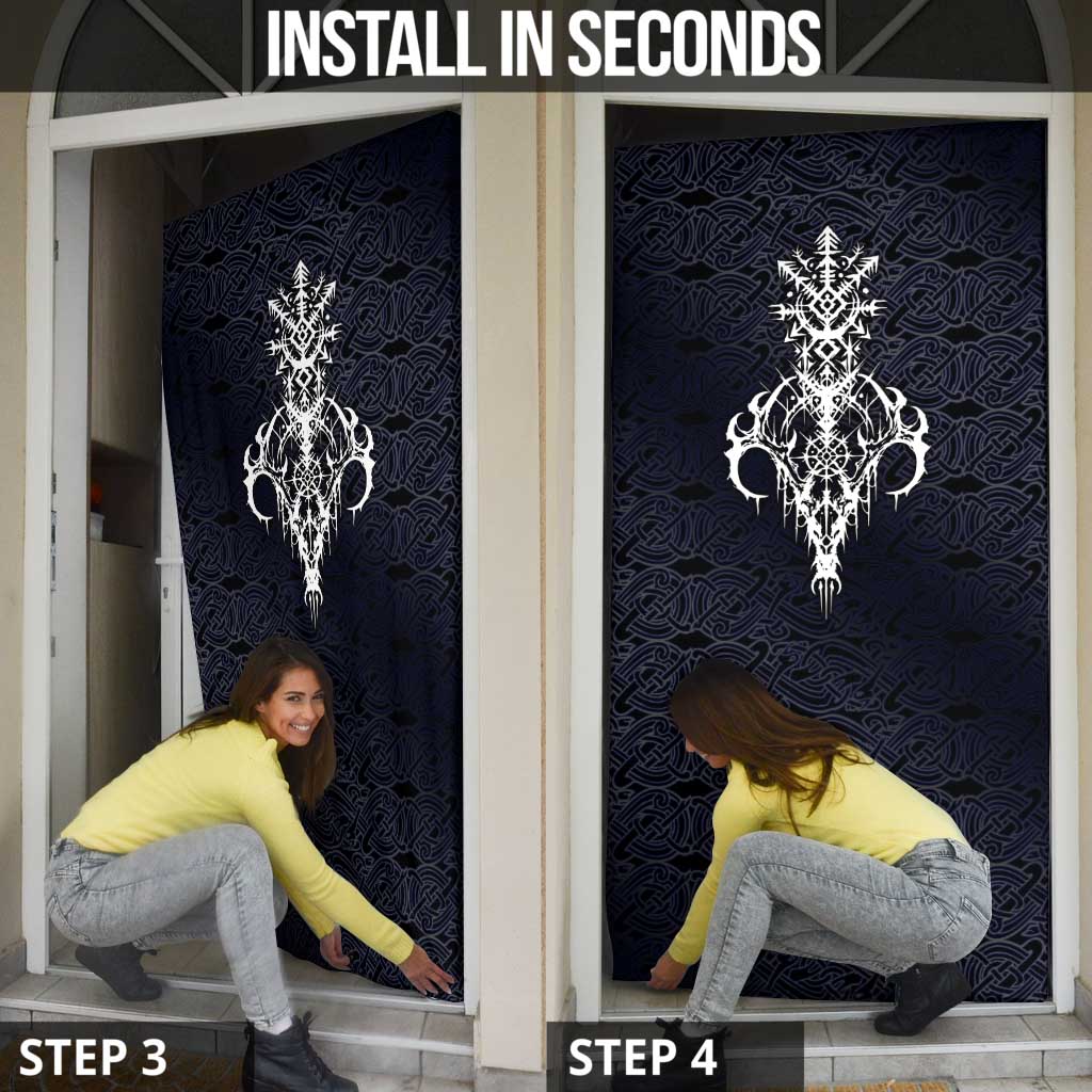 Runic Skull Door Cover with Nordic Symbols and Knot Pattern Viking Heritage Tribute - Wonder Print Shop