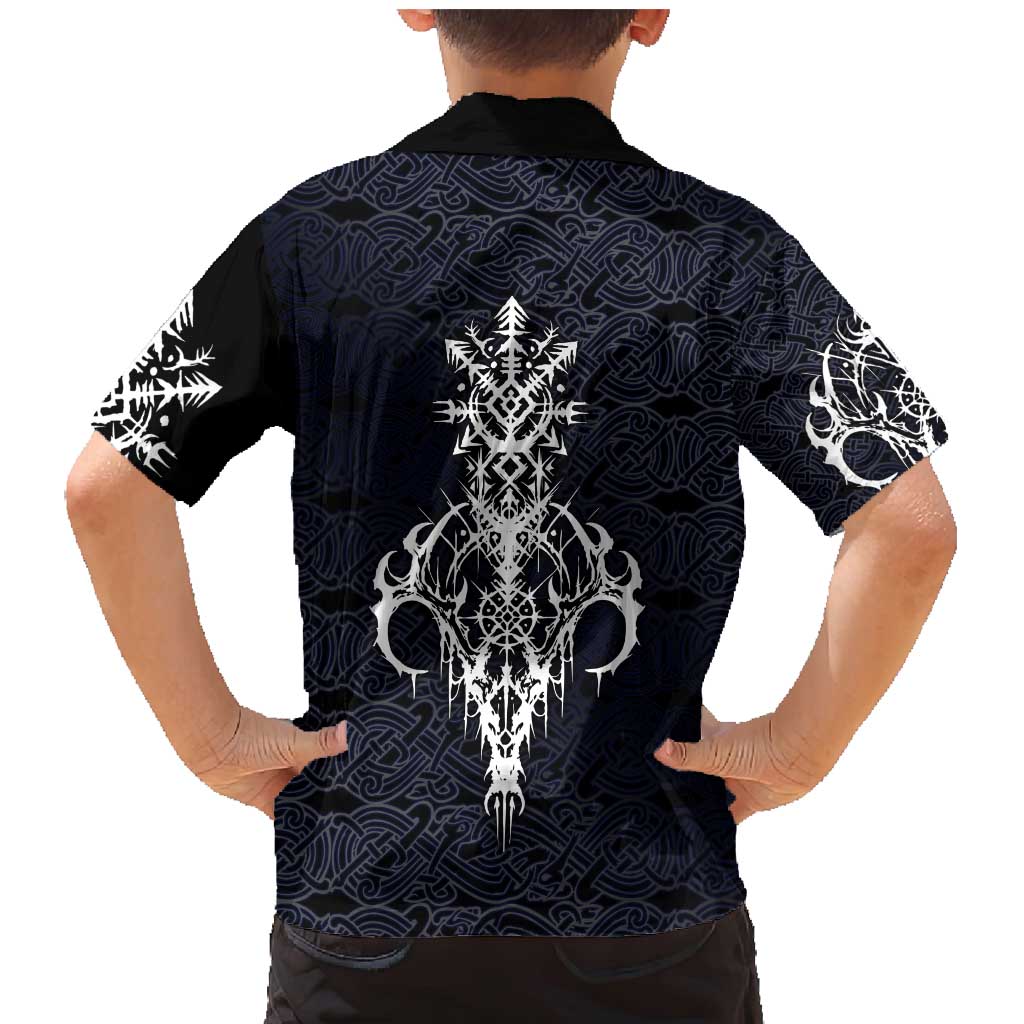 Runic Skull Family Matching Mermaid Dress and Hawaiian Shirt with Nordic Symbols and Knot Pattern Viking Heritage Tribute - Wonder Print Shop