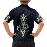 Runic Skull Family Matching Mermaid Dress and Hawaiian Shirt with Nordic Symbols and Knot Pattern Viking Heritage Tribute - Wonder Print Shop