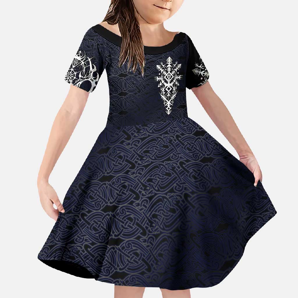 Runic Skull Family Matching Mermaid Dress and Hawaiian Shirt with Nordic Symbols and Knot Pattern Viking Heritage Tribute - Wonder Print Shop