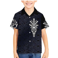Runic Skull Family Matching Mermaid Dress and Hawaiian Shirt with Nordic Symbols and Knot Pattern Viking Heritage Tribute - Wonder Print Shop