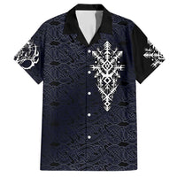 Runic Skull Family Matching Off Shoulder Short Dress and Hawaiian Shirt with Nordic Symbols and Knot Pattern Viking Heritage Tribute - Wonder Print Shop