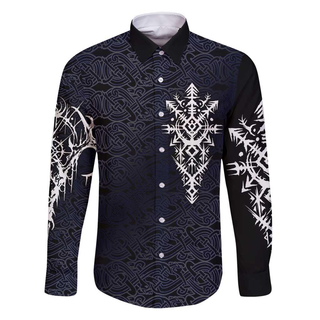Runic Skull Family Matching Off Shoulder Short Dress and Hawaiian Shirt with Nordic Symbols and Knot Pattern Viking Heritage Tribute - Wonder Print Shop