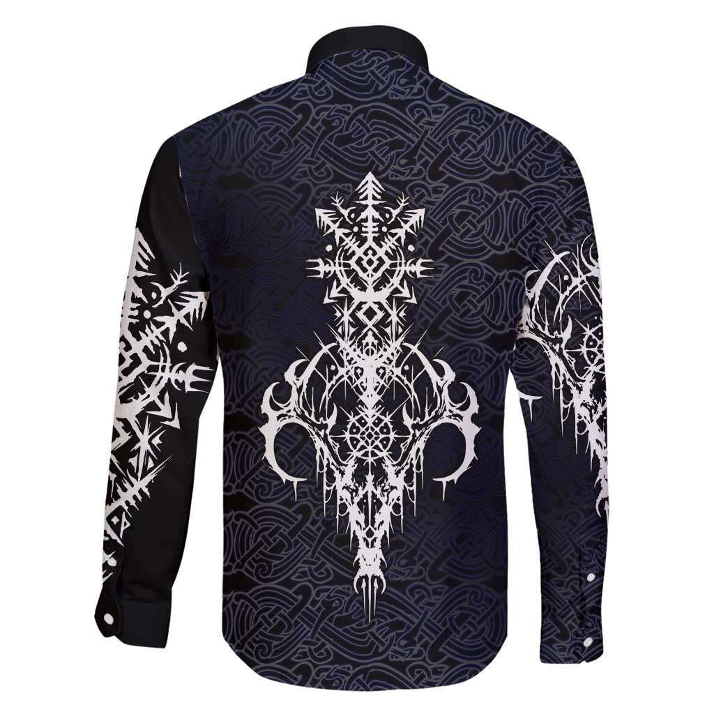 Runic Skull Family Matching Off Shoulder Short Dress and Hawaiian Shirt with Nordic Symbols and Knot Pattern Viking Heritage Tribute - Wonder Print Shop