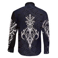Runic Skull Family Matching Off Shoulder Short Dress and Hawaiian Shirt with Nordic Symbols and Knot Pattern Viking Heritage Tribute - Wonder Print Shop