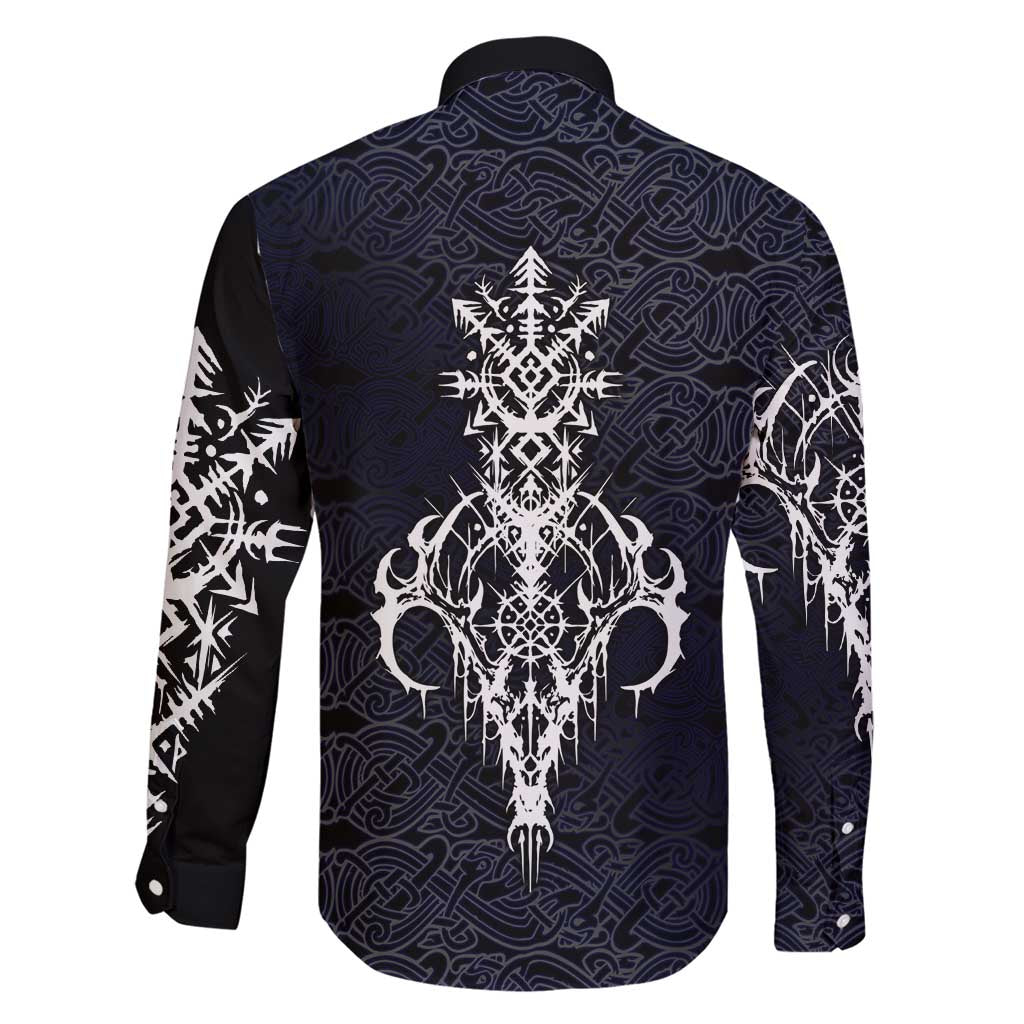 Runic Skull Family Matching Short Sleeve Bodycon Dress and Hawaiian Shirt with Nordic Symbols and Knot Pattern Viking Heritage Tribute - Wonder Print Shop