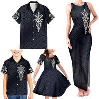 Runic Skull Family Matching Tank Maxi Dress and Hawaiian Shirt with Nordic Symbols and Knot Pattern Viking Heritage Tribute - Wonder Print Shop