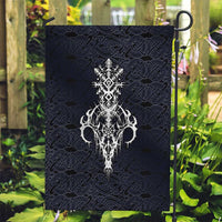Runic Skull Garden Flag with Nordic Symbols and Knot Pattern Viking Heritage Tribute - Wonder Print Shop