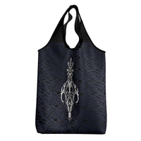 Runic Skull Grocery Bag with Nordic Symbols and Knot Pattern Viking Heritage Tribute - Wonder Print Shop