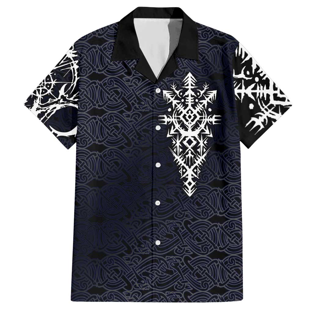 Runic Skull Hawaiian Shirt with Nordic Symbols and Knot Pattern Viking Heritage Tribute - Wonder Print Shop