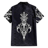 Runic Skull Hawaiian Shirt with Nordic Symbols and Knot Pattern Viking Heritage Tribute - Wonder Print Shop