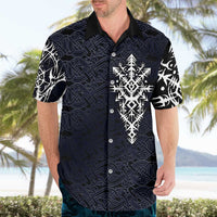 Runic Skull Hawaiian Shirt with Nordic Symbols and Knot Pattern Viking Heritage Tribute - Wonder Print Shop