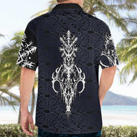 Runic Skull Hawaiian Shirt with Nordic Symbols and Knot Pattern Viking Heritage Tribute - Wonder Print Shop