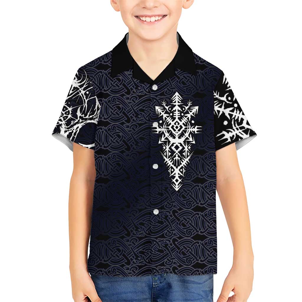 Runic Skull Hawaiian Shirt with Nordic Symbols and Knot Pattern Viking Heritage Tribute - Wonder Print Shop