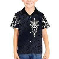 Runic Skull Hawaiian Shirt with Nordic Symbols and Knot Pattern Viking Heritage Tribute - Wonder Print Shop
