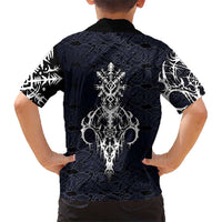 Runic Skull Hawaiian Shirt with Nordic Symbols and Knot Pattern Viking Heritage Tribute - Wonder Print Shop