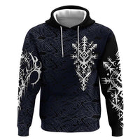 Runic Skull Hoodie with Nordic Symbols and Knot Pattern Viking Heritage Tribute - Wonder Print Shop