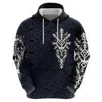 Runic Skull Hoodie with Nordic Symbols and Knot Pattern Viking Heritage Tribute - Wonder Print Shop
