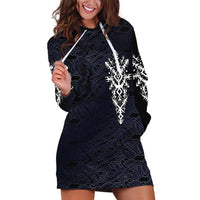 Runic Skull Hoodie Dress with Nordic Symbols and Knot Pattern Viking Heritage Tribute - Wonder Print Shop