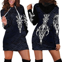 Runic Skull Hoodie Dress with Nordic Symbols and Knot Pattern Viking Heritage Tribute - Wonder Print Shop
