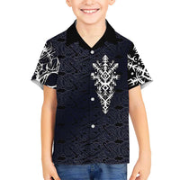 Runic Skull Kid Hawaiian Shirt with Nordic Symbols and Knot Pattern Viking Heritage Tribute - Wonder Print Shop