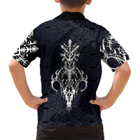 Runic Skull Kid Hawaiian Shirt with Nordic Symbols and Knot Pattern Viking Heritage Tribute - Wonder Print Shop