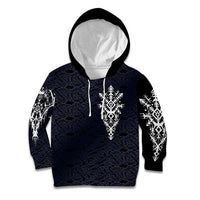 Runic Skull Kid Hoodie with Nordic Symbols and Knot Pattern Viking Heritage Tribute - Wonder Print Shop
