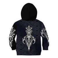 Runic Skull Kid Hoodie with Nordic Symbols and Knot Pattern Viking Heritage Tribute - Wonder Print Shop