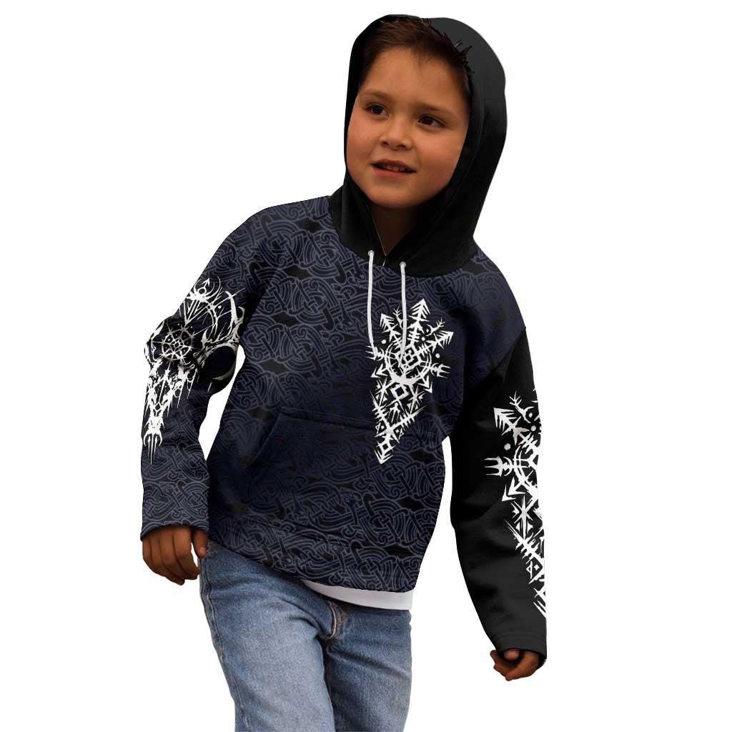 Runic Skull Kid Hoodie with Nordic Symbols and Knot Pattern Viking Heritage Tribute - Wonder Print Shop