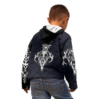 Runic Skull Kid Hoodie with Nordic Symbols and Knot Pattern Viking Heritage Tribute - Wonder Print Shop