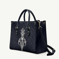 Runic Skull Leather Bag with Nordic Symbols and Knot Pattern Viking Heritage Tribute - Wonder Print Shop