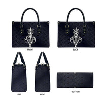 Runic Skull Leather Bag with Nordic Symbols and Knot Pattern Viking Heritage Tribute - Wonder Print Shop