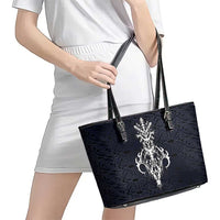 Runic Skull Leather Tote Bag with Nordic Symbols and Knot Pattern Viking Heritage Tribute - Wonder Print Shop