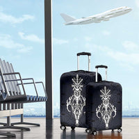 Runic Skull Luggage Cover with Nordic Symbols and Knot Pattern Viking Heritage Tribute - Wonder Print Shop