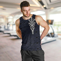 Runic Skull Men Tank Top with Nordic Symbols and Knot Pattern Viking Heritage Tribute - Wonder Print Shop