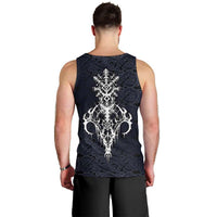 Runic Skull Men Tank Top with Nordic Symbols and Knot Pattern Viking Heritage Tribute - Wonder Print Shop