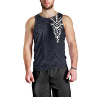 Runic Skull Men Tank Top with Nordic Symbols and Knot Pattern Viking Heritage Tribute - Wonder Print Shop