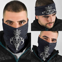 Runic Skull Neck Gaiter with Nordic Symbols and Knot Pattern Viking Heritage Tribute - Wonder Print Shop