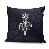 Runic Skull Pillow Cover with Nordic Symbols and Knot Pattern Viking Heritage Tribute - Wonder Print Shop