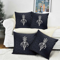Runic Skull Pillow Cover with Nordic Symbols and Knot Pattern Viking Heritage Tribute - Wonder Print Shop
