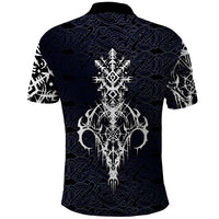 Runic Skull Polo Shirt with Nordic Symbols and Knot Pattern Viking Heritage Tribute - Wonder Print Shop