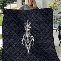 Runic Skull Quilt with Nordic Symbols and Knot Pattern Viking Heritage Tribute - Wonder Print Shop