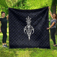Runic Skull Quilt with Nordic Symbols and Knot Pattern Viking Heritage Tribute - Wonder Print Shop