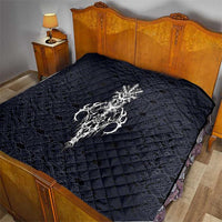 Runic Skull Quilt with Nordic Symbols and Knot Pattern Viking Heritage Tribute - Wonder Print Shop